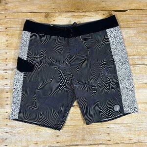 Volcom Stone Alliance Mod Tech 20" Board Shorts Surf Swim Trunks 38 Black White